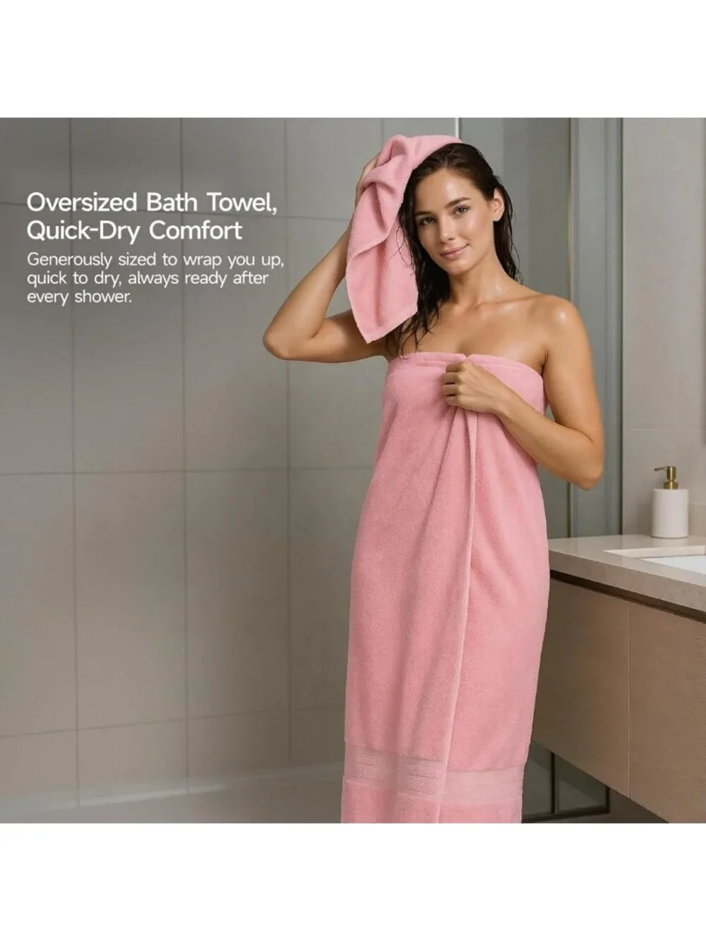 Luxury Pink Towel Set of 8 - 100% Cotton, Highly Absorbent Bath Towels for